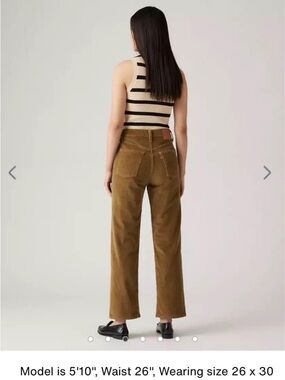 Levi’s High-Rise Straight Corduroy Pants in Olive Brown